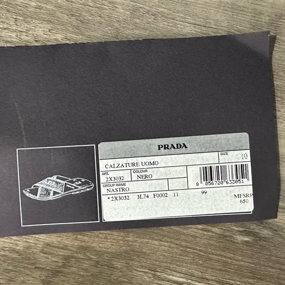 Prada Men's Nastro Web Logo Slides Sandals - Picture 5 of 16